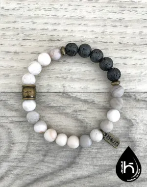 ESSENTIAL OIL DIFFUSER BRACELET - MATTE WHITE FOSSIL AGATE