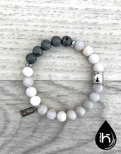 ESSENTIAL OIL DIFFUSER BRACELET - MATTE WHITE FOSSIL AGATE