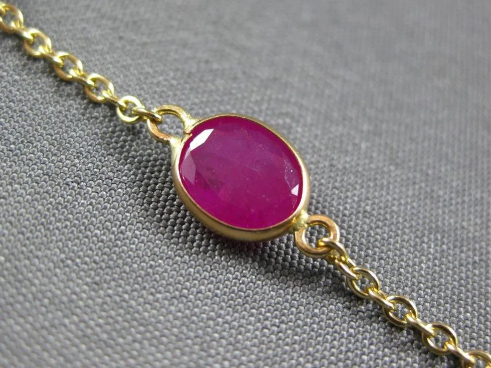 ESTATE 7.87CT RUBY 14KT YELLOW GOLD 3D OVAL BY THE YARD LOVE BRACELET