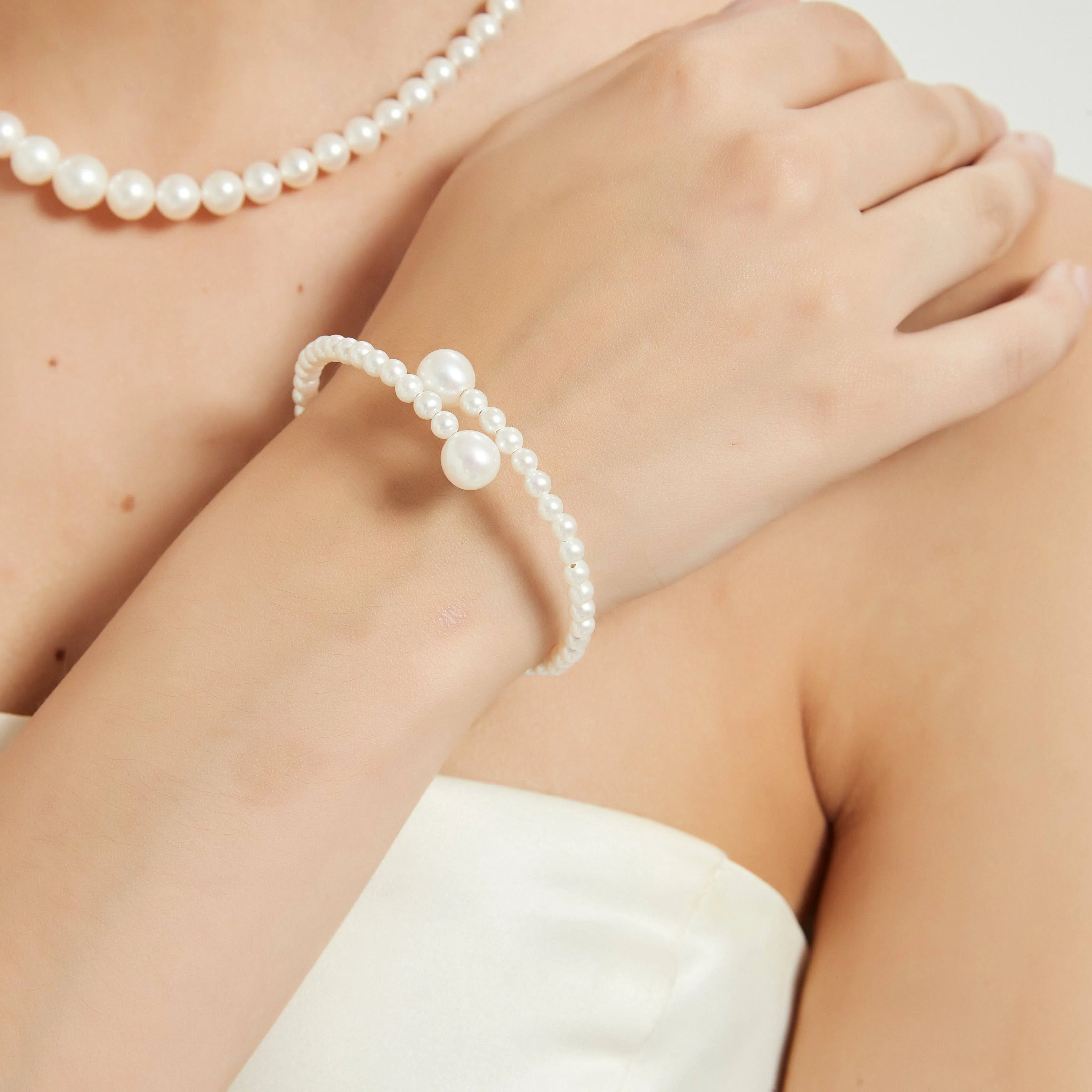 Eternal Embrace White Freshwater Pearl Bracelet