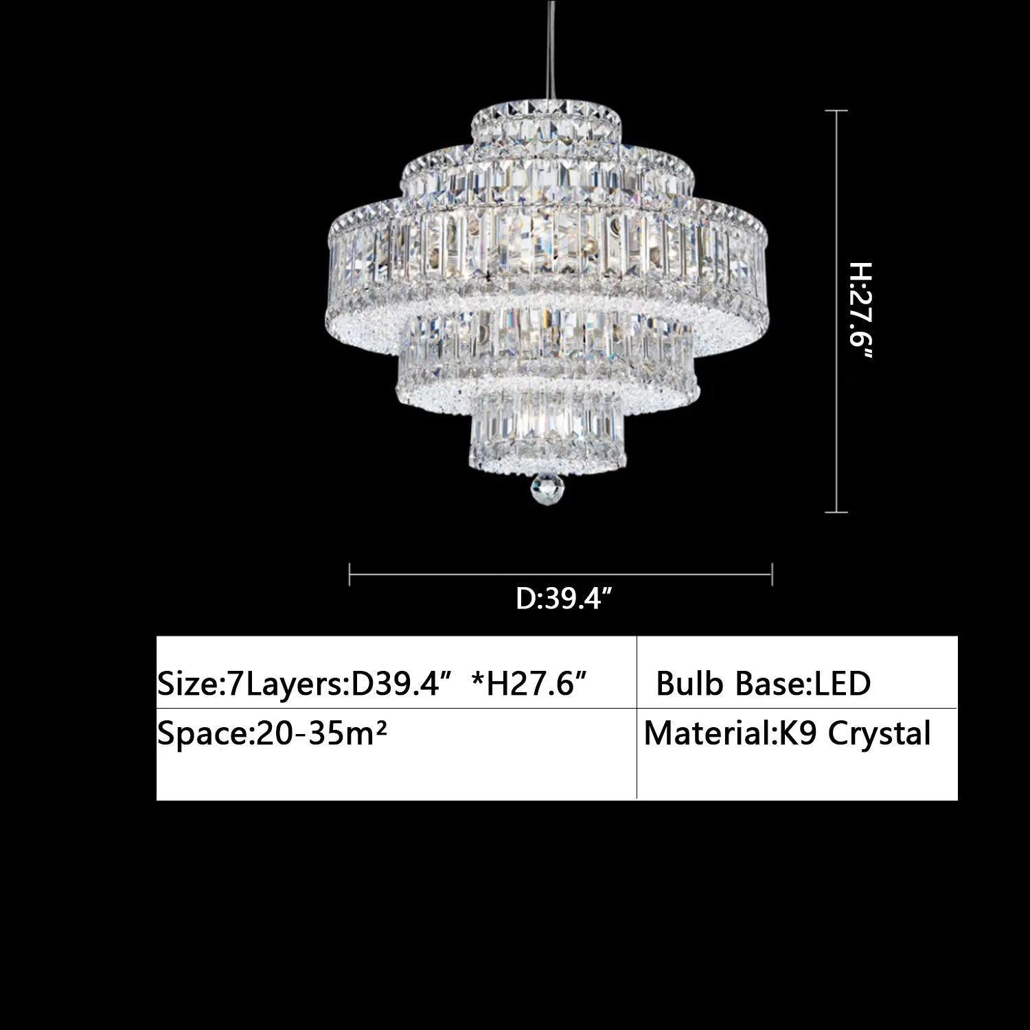 Extra Large Circle Multi-Layer Modern Light Luxury Crystal Chandelier for Living/ Dining Room/ Villa