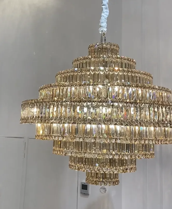 Extra Large Circle Multi-Layer Modern Light Luxury Crystal Chandelier for Living/ Dining Room/ Villa