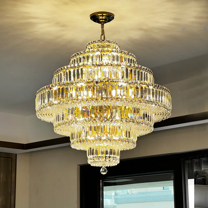 Extra Large Circle Multi-Layer Modern Light Luxury Crystal Chandelier for Living/ Dining Room/ Villa