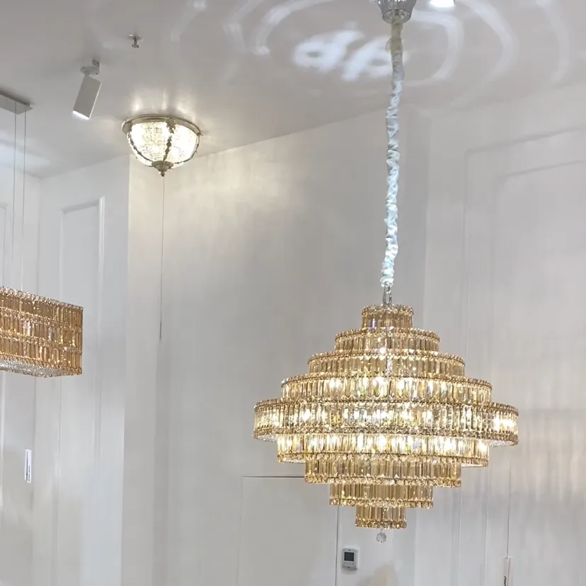 Extra Large Circle Multi-Layer Modern Light Luxury Crystal Chandelier for Living/ Dining Room/ Villa