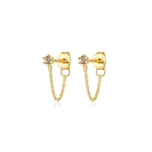 F H Jewellery | Plant Gemstone Stud and Chain Earrings