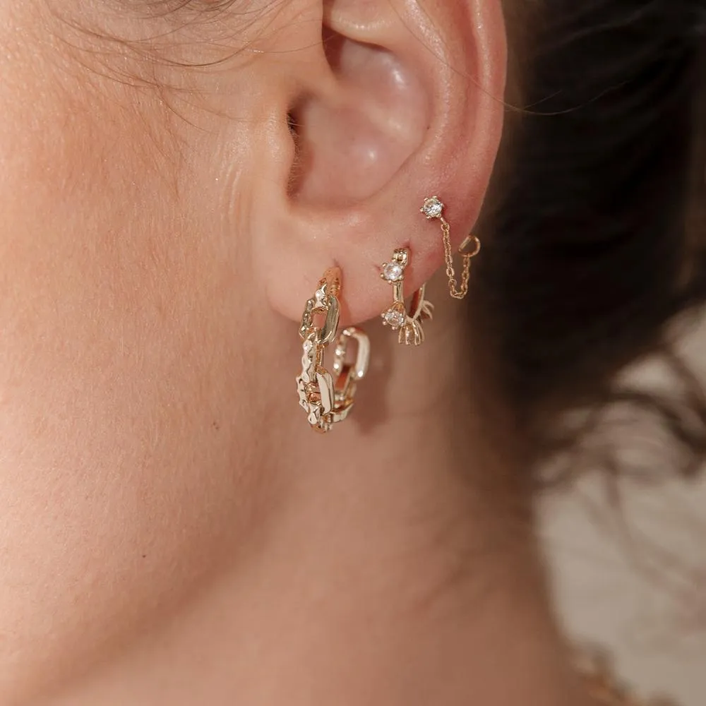 F H Jewellery | Plant Gemstone Stud and Chain Earrings