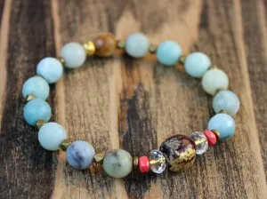 Faceted Amazonite Bracelet with Thai Buddha Bead