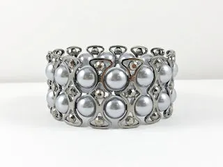 Fancy Elegant Grey Pearl Stretch Fashion Bracelet