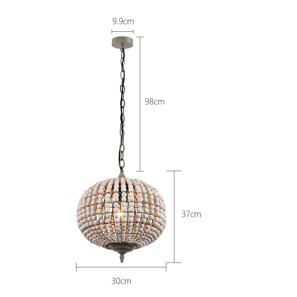 Fancy® Retro loft vintage rustic round wooden beads pendant lamp for living room, hotel, kitchen