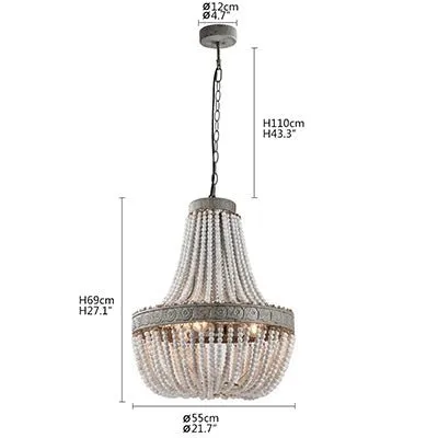 Fancy® Retro loft vintage rustic round wooden beads pendant lamp for living room, hotel, kitchen