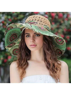 Fashionable Women Sun Hat For Outdoor Activities, Traveling Or Beach, Single Piece, 2024 New Design Straw Hat With Wide Brim To Block The Sun, UV Protection, A Romantic Gift For Daily Life