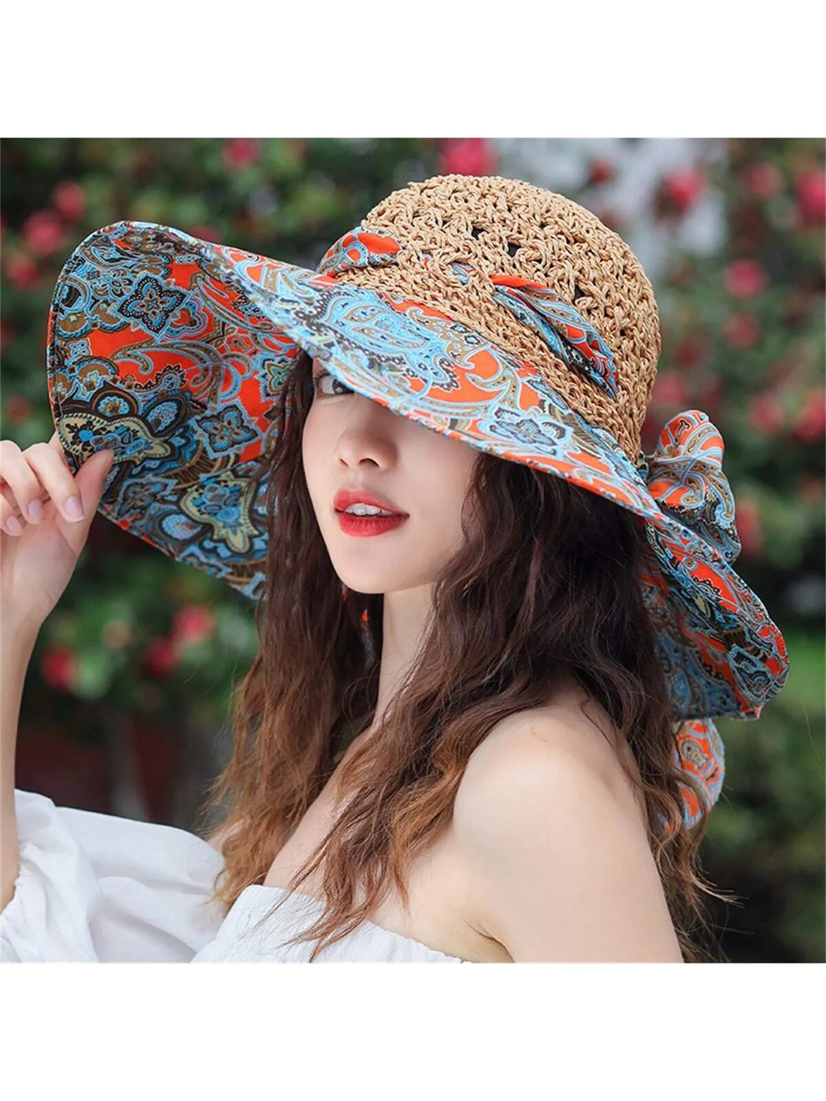 Fashionable Women Sun Hat For Outdoor Activities, Traveling Or Beach, Single Piece, 2024 New Design Straw Hat With Wide Brim To Block The Sun, UV Protection, A Romantic Gift For Daily Life