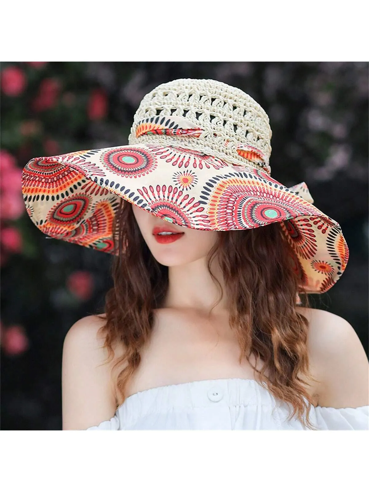 Fashionable Women Sun Hat For Outdoor Activities, Traveling Or Beach, Single Piece, 2024 New Design Straw Hat With Wide Brim To Block The Sun, UV Protection, A Romantic Gift For Daily Life