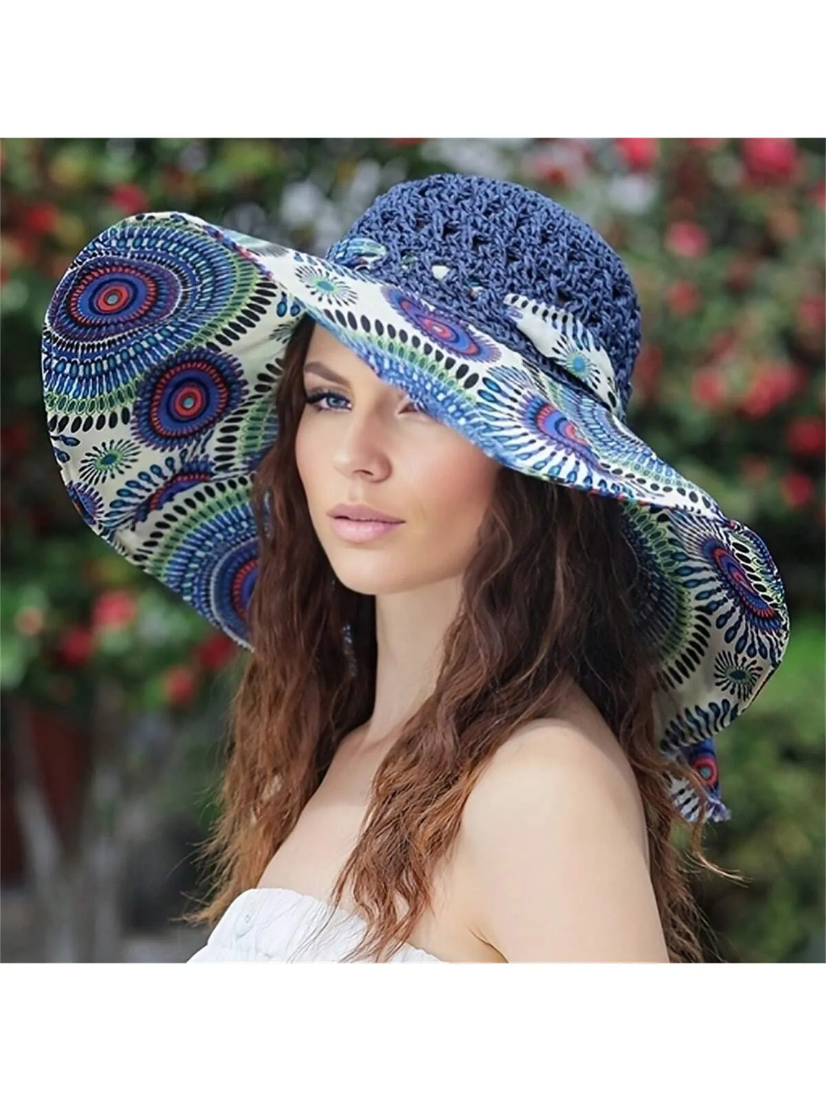 Fashionable Women Sun Hat For Outdoor Activities, Traveling Or Beach, Single Piece, 2024 New Design Straw Hat With Wide Brim To Block The Sun, UV Protection, A Romantic Gift For Daily Life