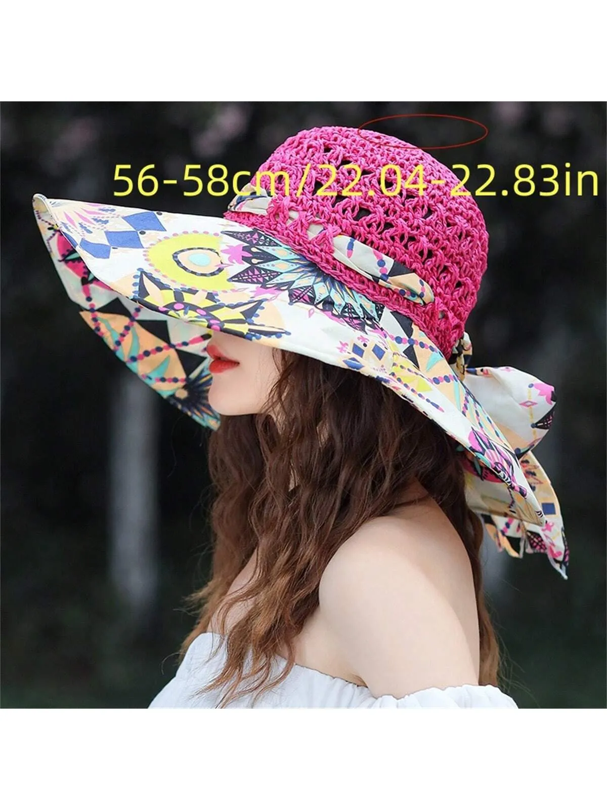 Fashionable Women Sun Hat For Outdoor Activities, Traveling Or Beach, Single Piece, 2024 New Design Straw Hat With Wide Brim To Block The Sun, UV Protection, A Romantic Gift For Daily Life