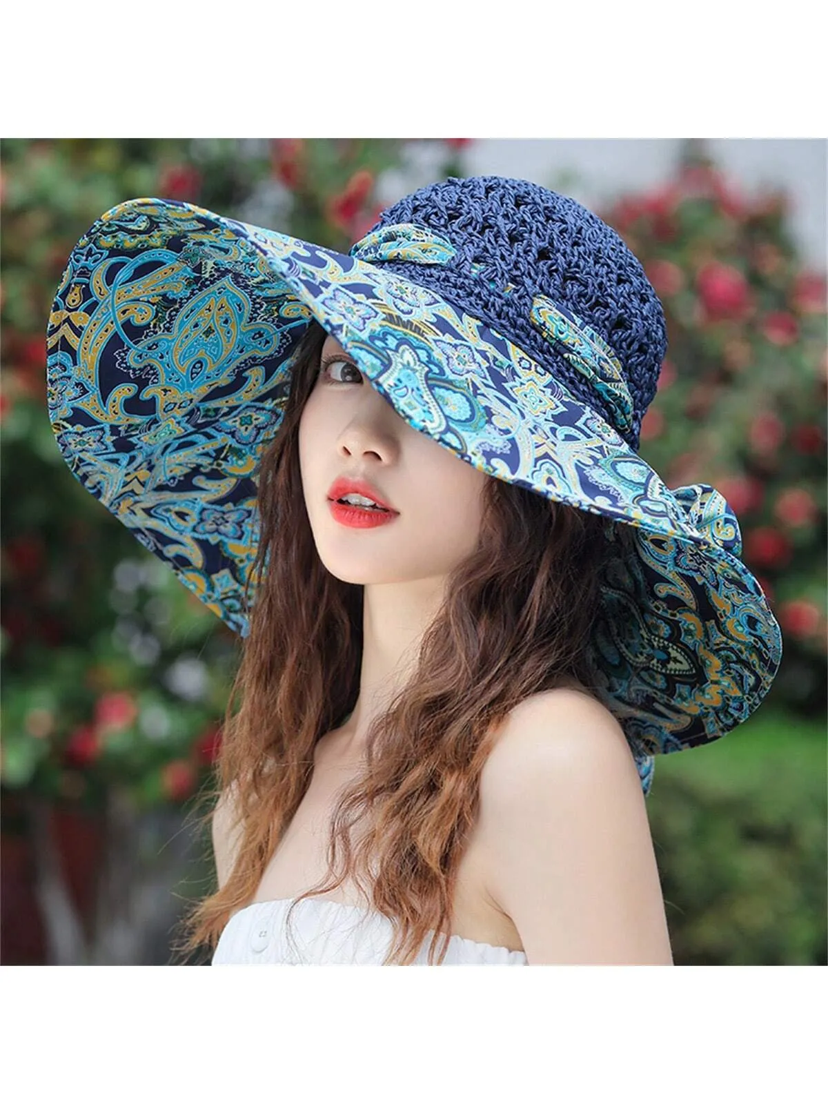 Fashionable Women Sun Hat For Outdoor Activities, Traveling Or Beach, Single Piece, 2024 New Design Straw Hat With Wide Brim To Block The Sun, UV Protection, A Romantic Gift For Daily Life