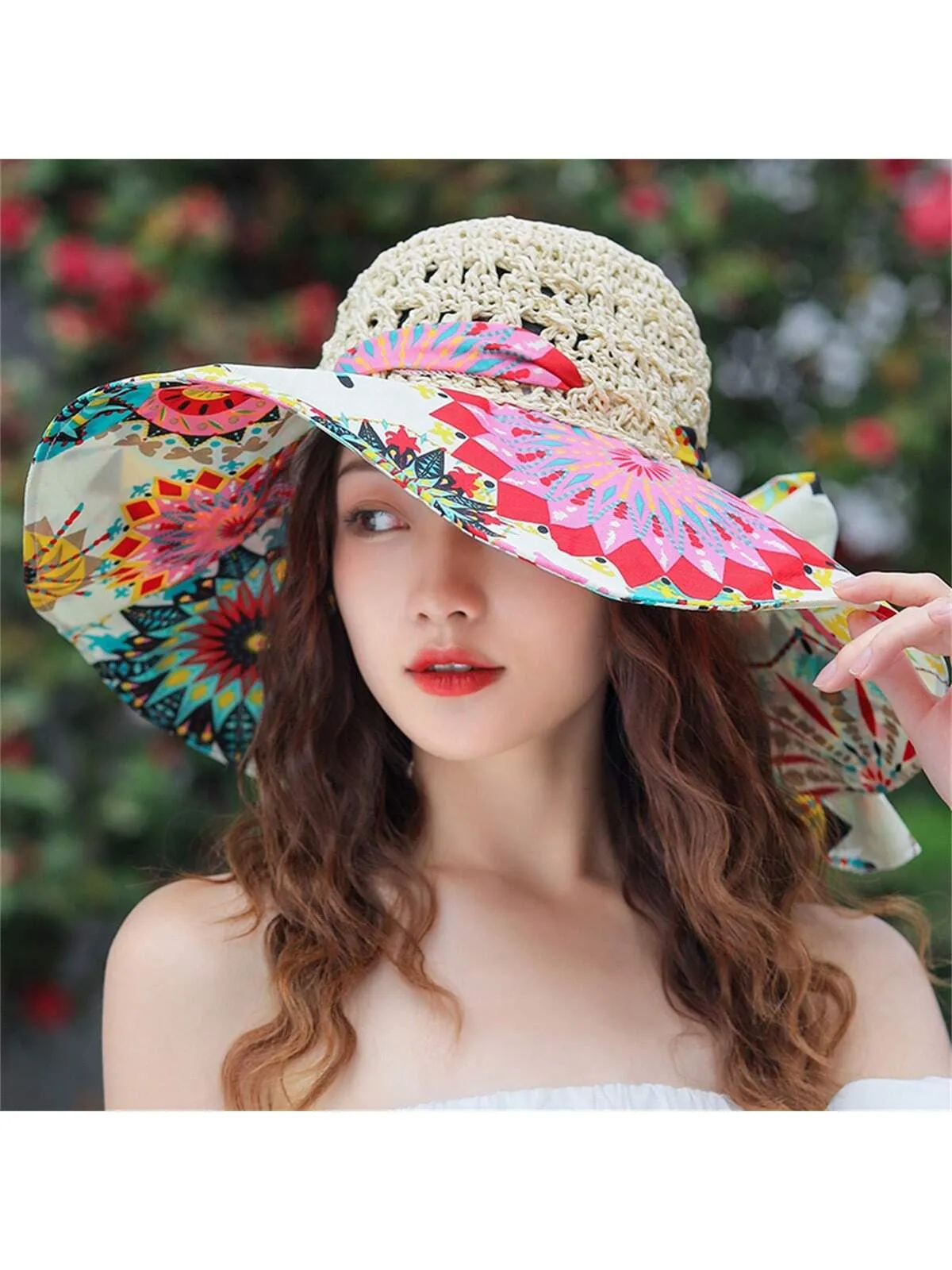 Fashionable Women Sun Hat For Outdoor Activities, Traveling Or Beach, Single Piece, 2024 New Design Straw Hat With Wide Brim To Block The Sun, UV Protection, A Romantic Gift For Daily Life