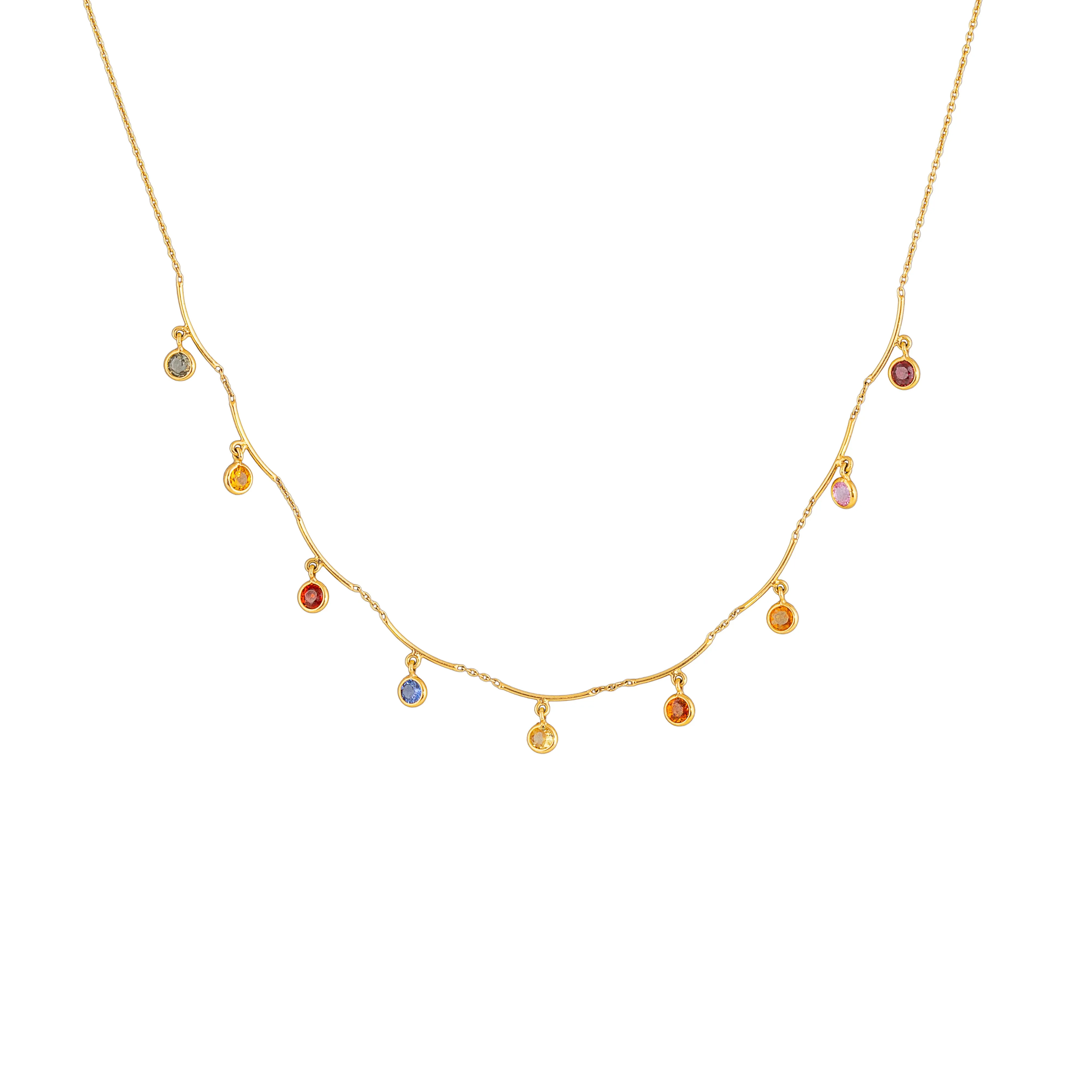 Frida, Multi Sapphire Necklace 18k Gold