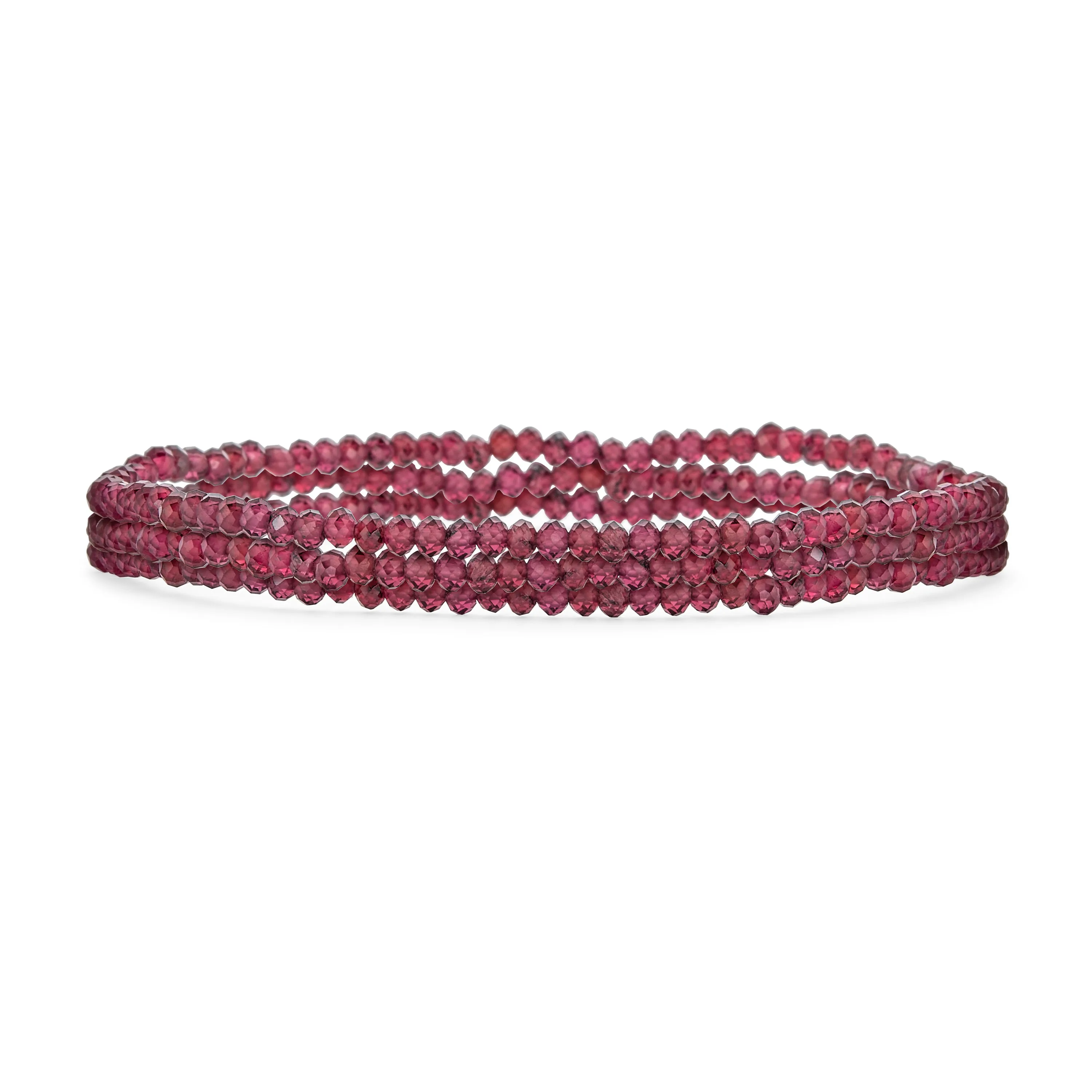 Genuine Ruby Zoisite Ombre Seed Beads Stretch Bracelet Set of 3 Strands