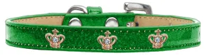 Gold Crown Widget Dog Collar Emerald Green Ice Cream Size 10