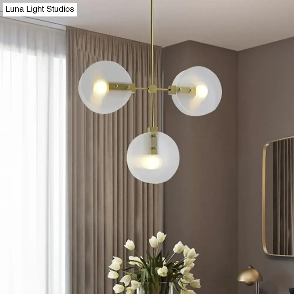 Gold Finish Acrylic Round Panel Chandelier Ceiling Lamp - Postmodern Design (2/3 Bulbs)