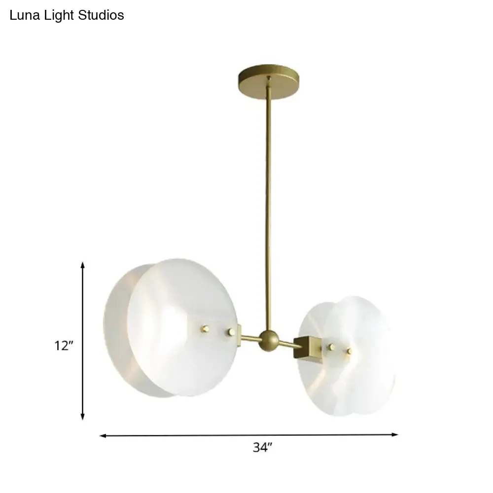 Gold Finish Acrylic Round Panel Chandelier Ceiling Lamp - Postmodern Design (2/3 Bulbs)