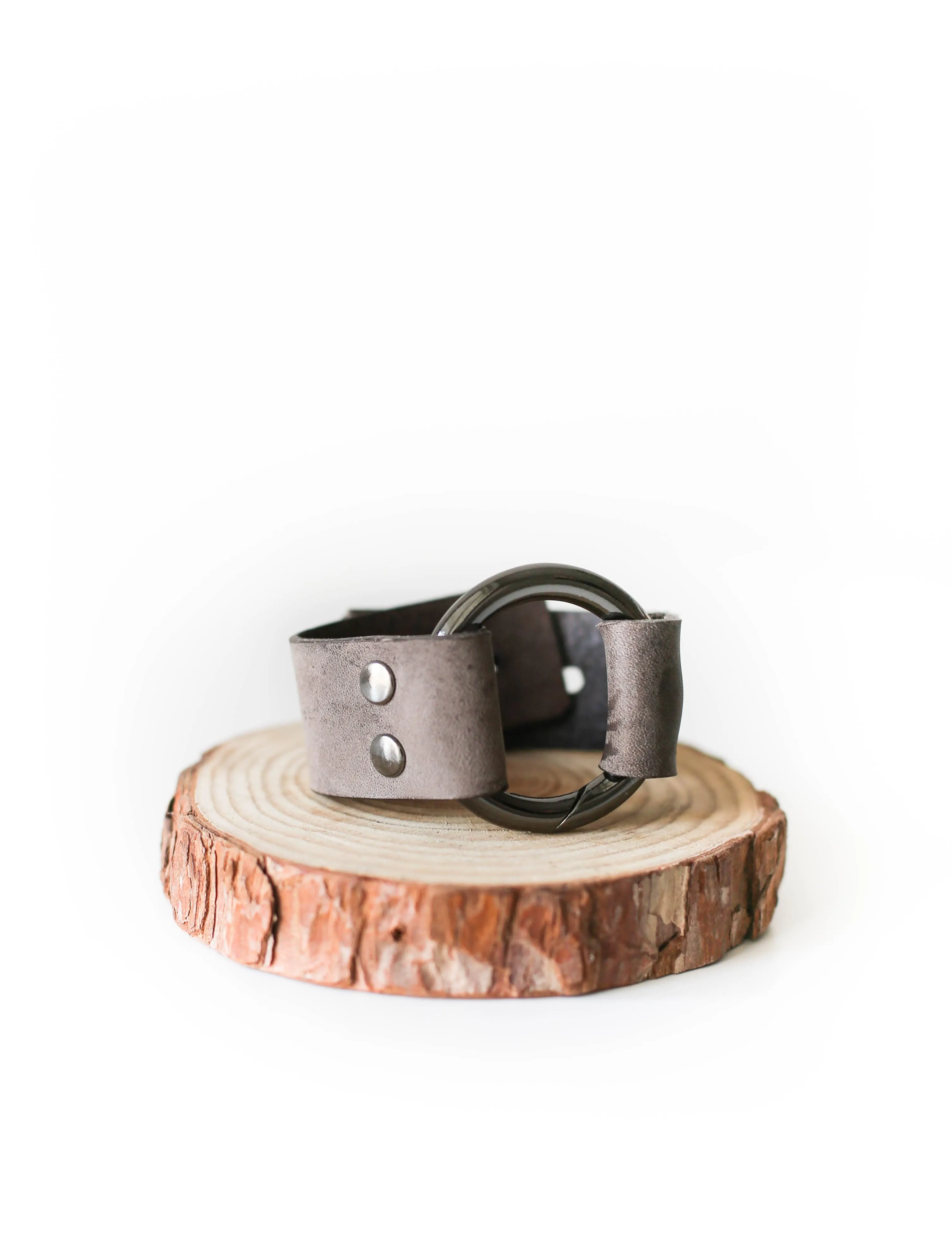 Gray Leather Cuff Bracelet