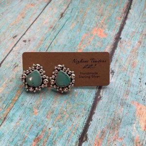 Handmade Turquoise and Sterling Silver Stud Earrings Signed Nizhoni