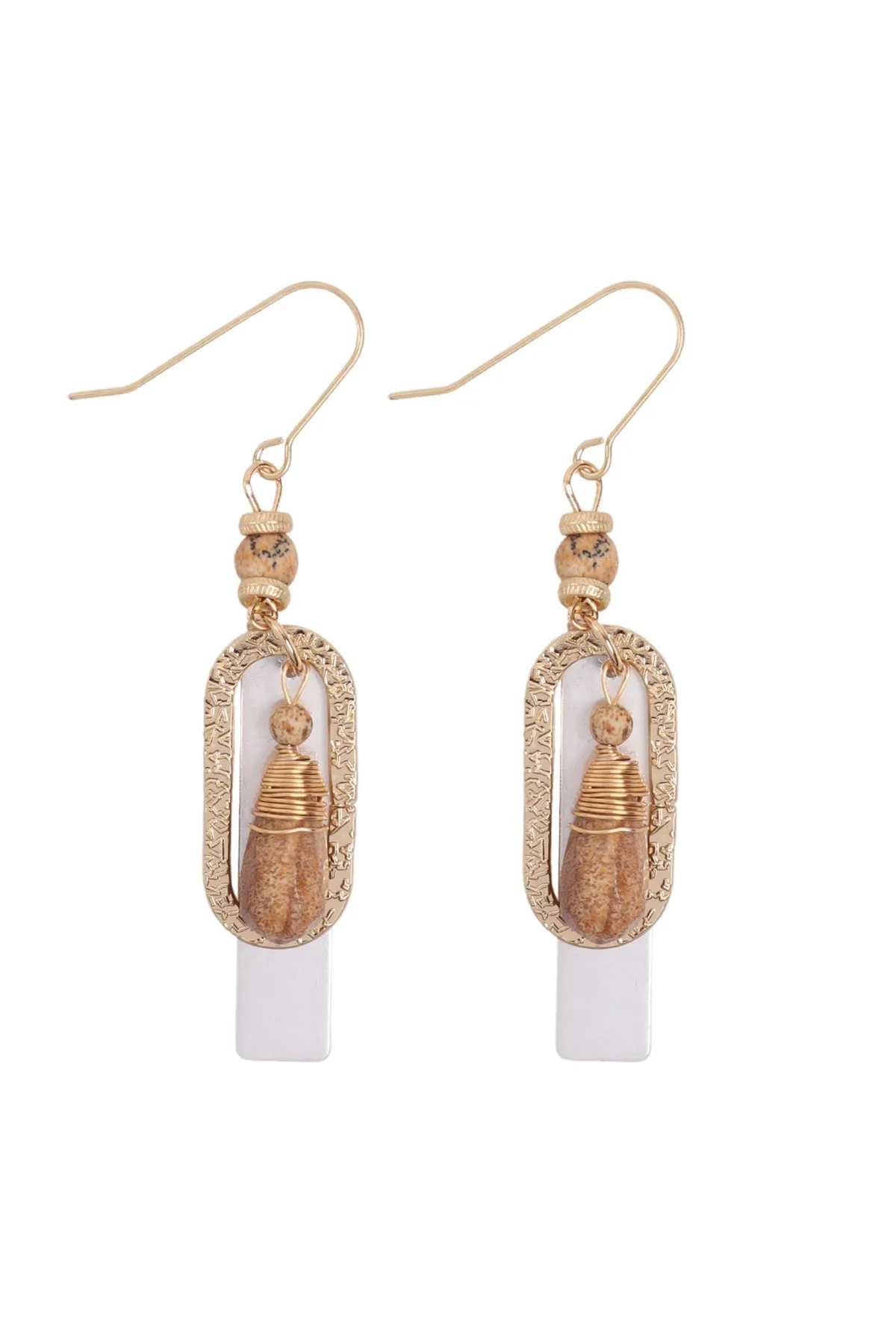 Hde3098 - Stone Charm Drop Earrings