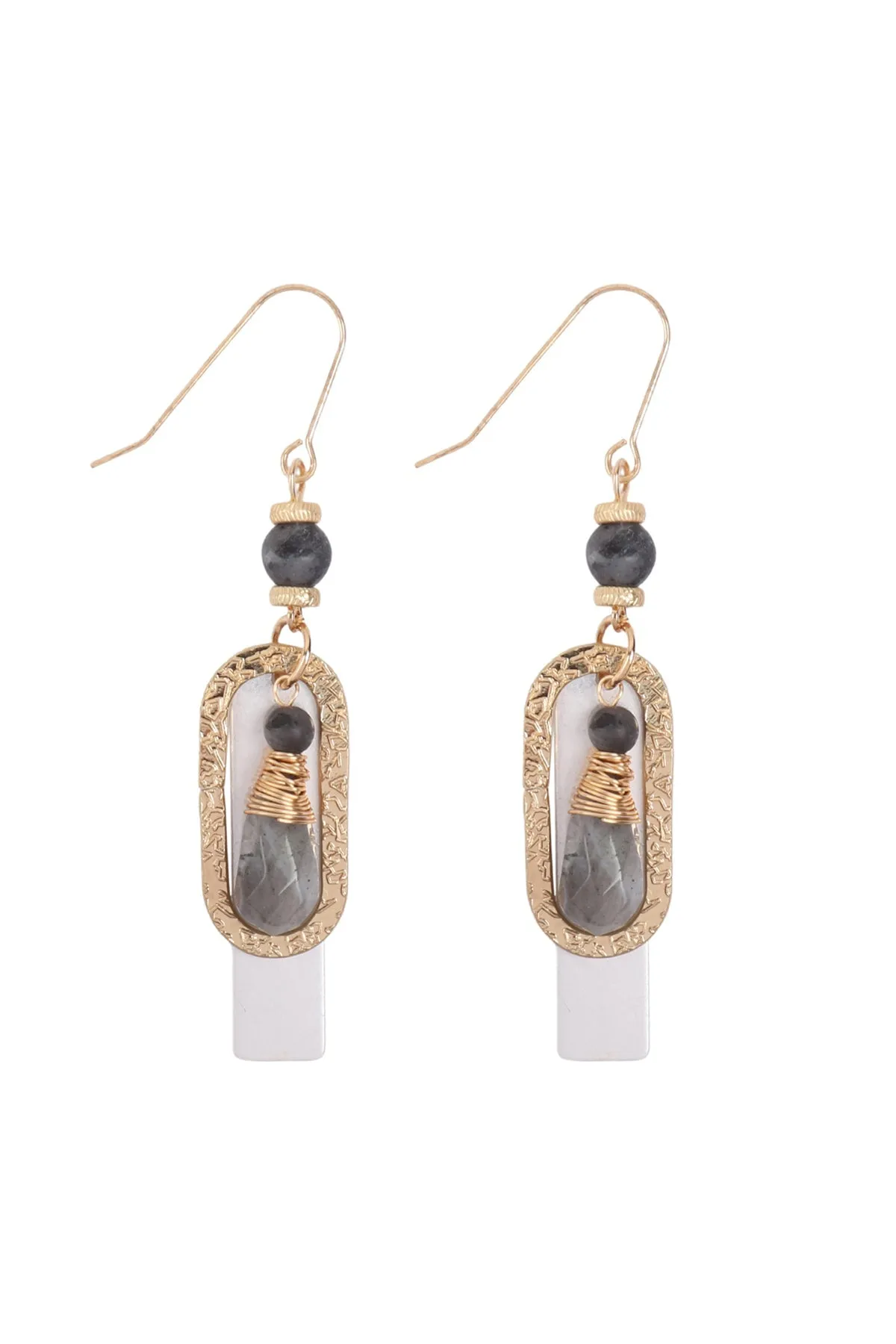 Hde3098 - Stone Charm Drop Earrings