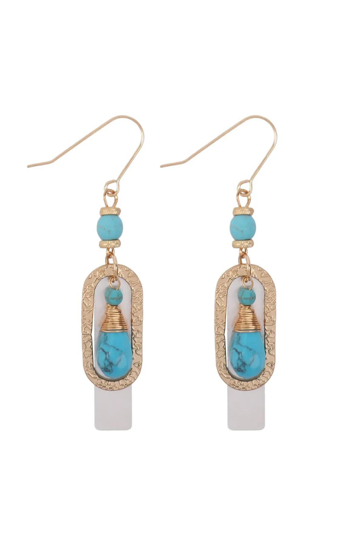 Hde3098 - Stone Charm Drop Earrings