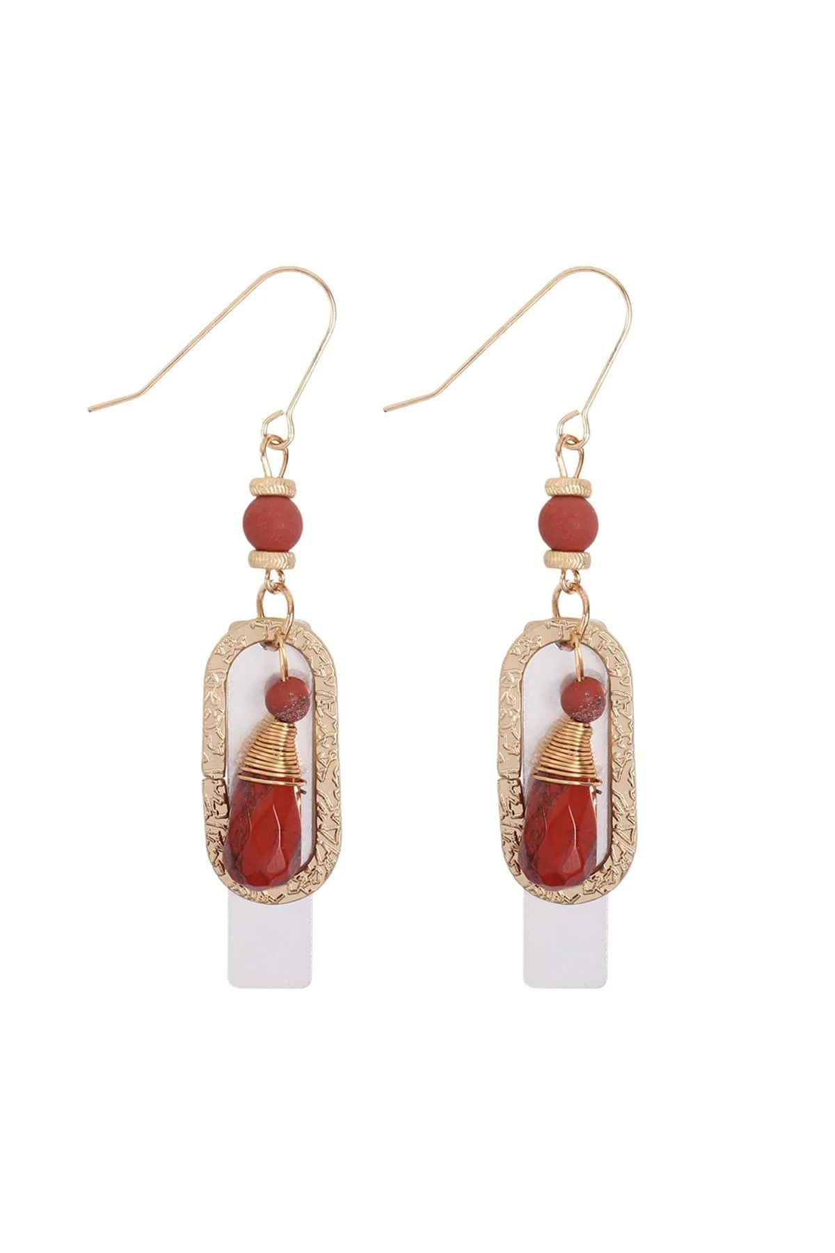 Hde3098 - Stone Charm Drop Earrings