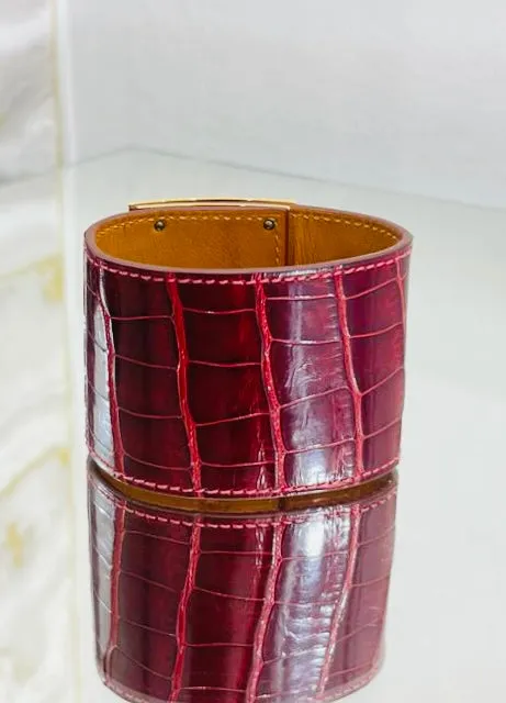 Hermes Alligator Skin Dog Extreme Cuff Bracelet