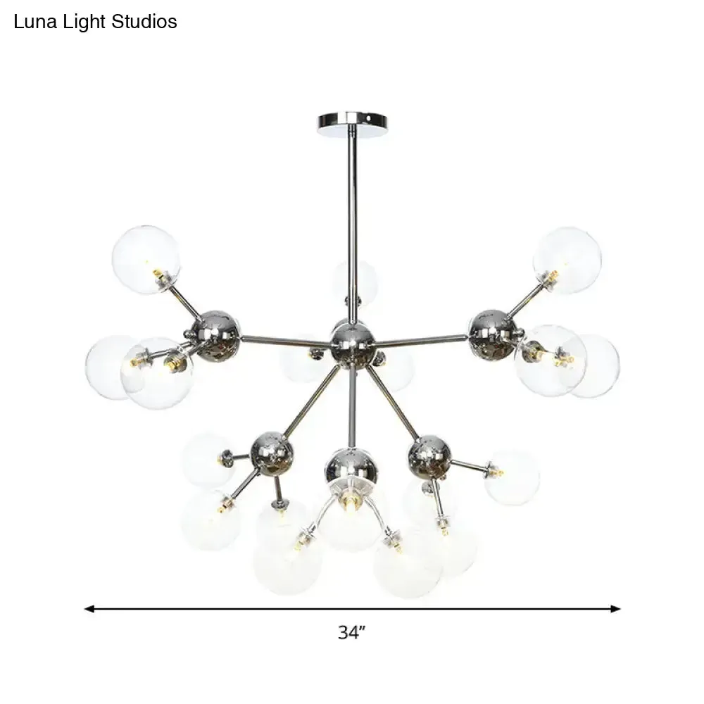 Industrial Style Hanging Chandelier Light - 13"/27.5"/34" W Orbit Shade - Amber/Clear/Smoke Gray Glass - 3/9/12 Lights