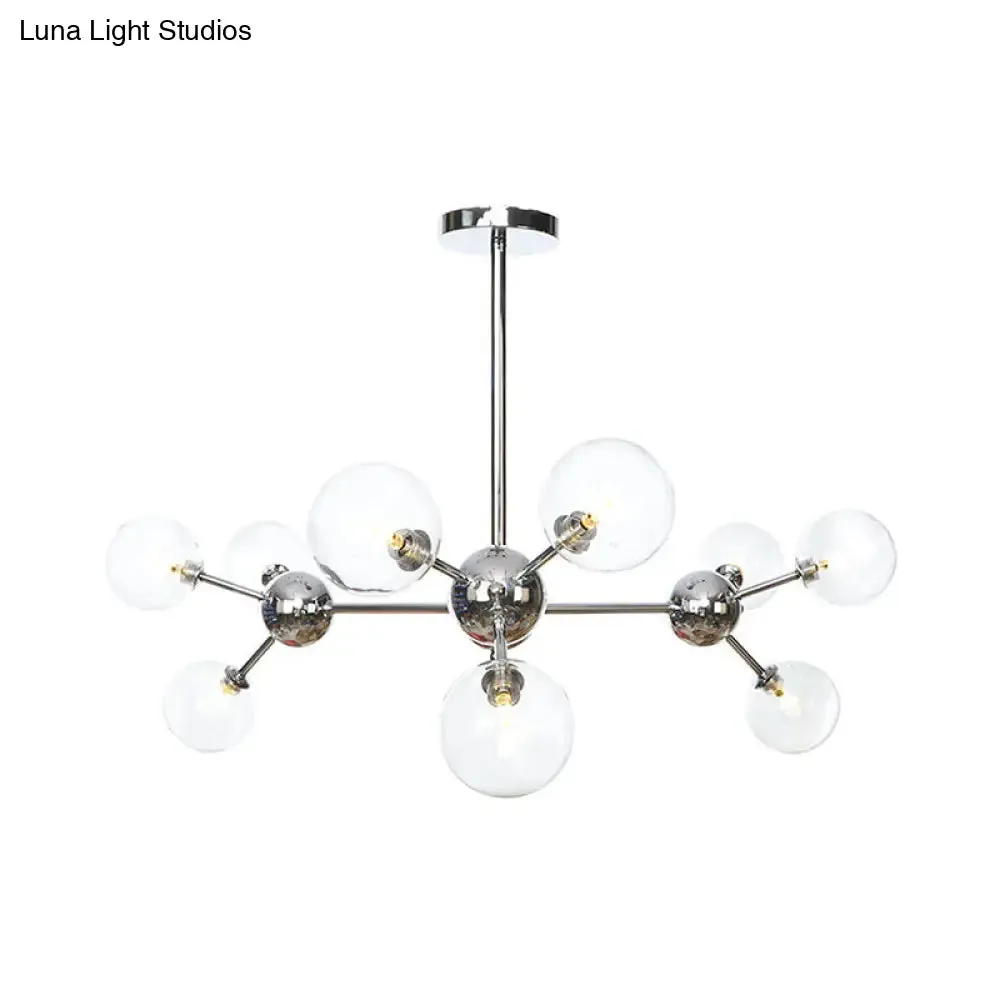 Industrial Style Hanging Chandelier Light - 13"/27.5"/34" W Orbit Shade - Amber/Clear/Smoke Gray Glass - 3/9/12 Lights