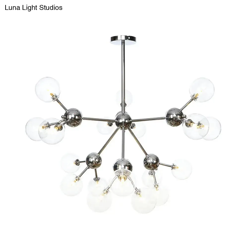 Industrial Style Hanging Chandelier Light - 13"/27.5"/34" W Orbit Shade - Amber/Clear/Smoke Gray Glass - 3/9/12 Lights