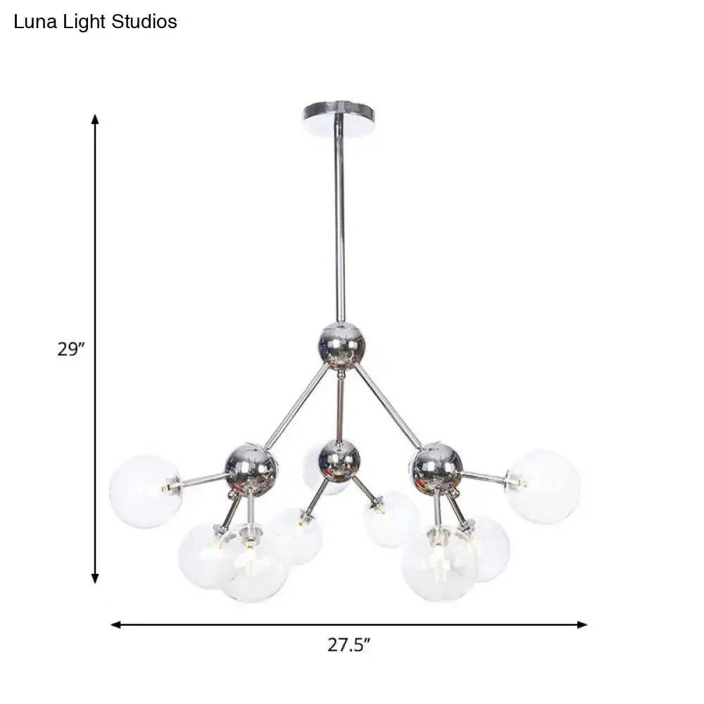 Industrial Style Hanging Chandelier Light - 13"/27.5"/34" W Orbit Shade - Amber/Clear/Smoke Gray Glass - 3/9/12 Lights