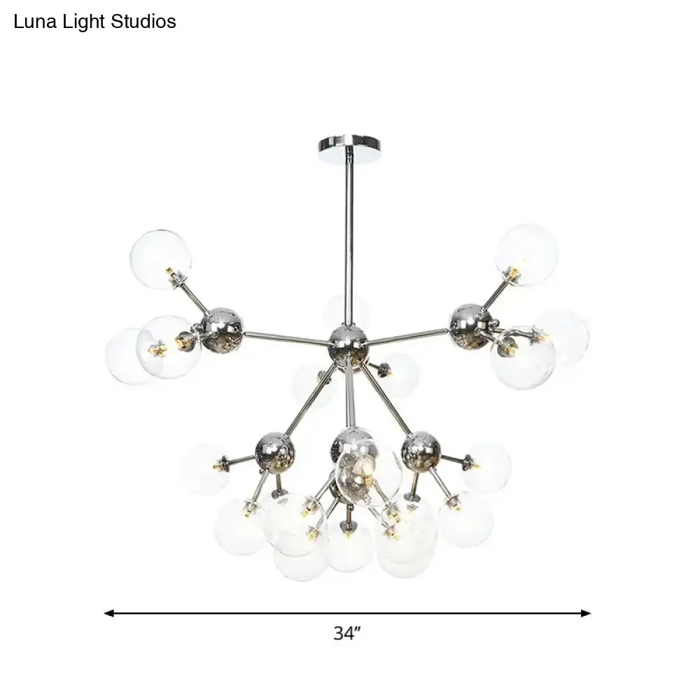 Industrial Style Hanging Chandelier Light - 13"/27.5"/34" W Orbit Shade - Amber/Clear/Smoke Gray Glass - 3/9/12 Lights