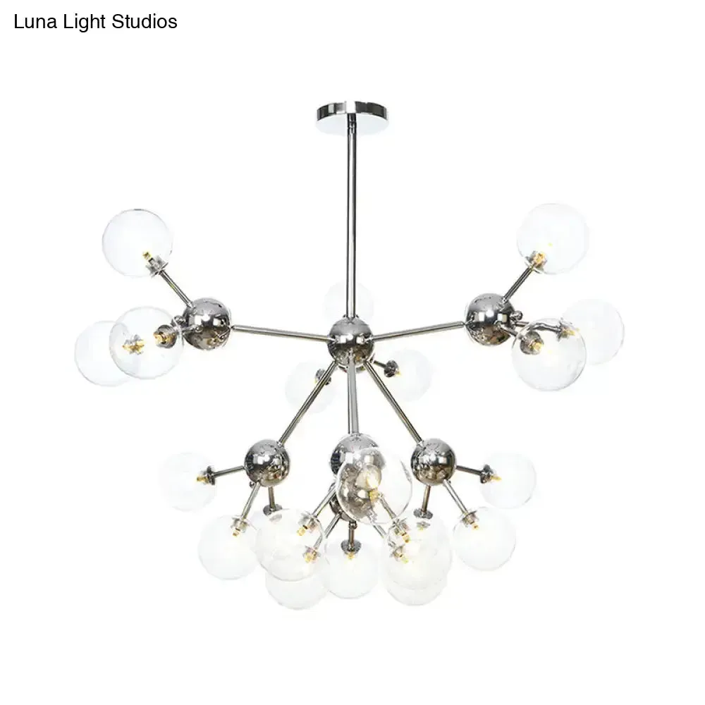 Industrial Style Hanging Chandelier Light - 13"/27.5"/34" W Orbit Shade - Amber/Clear/Smoke Gray Glass - 3/9/12 Lights