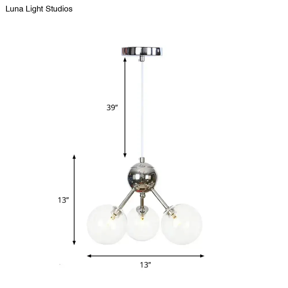 Industrial Style Hanging Chandelier Light - 13"/27.5"/34" W Orbit Shade - Amber/Clear/Smoke Gray Glass - 3/9/12 Lights