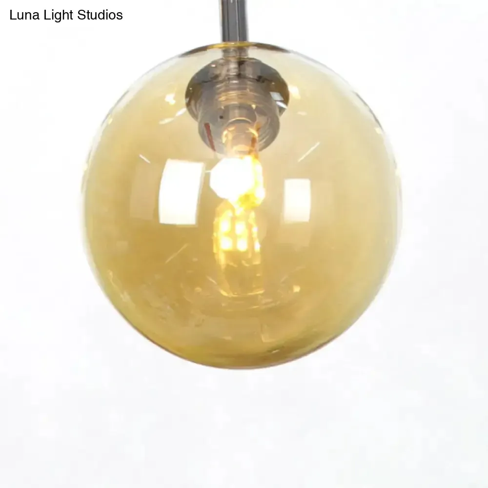 Industrial Style Hanging Chandelier Light - 13"/27.5"/34" W Orbit Shade - Amber/Clear/Smoke Gray Glass - 3/9/12 Lights