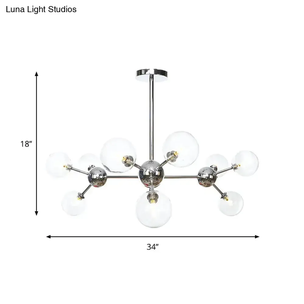 Industrial Style Hanging Chandelier Light - 13"/27.5"/34" W Orbit Shade - Amber/Clear/Smoke Gray Glass - 3/9/12 Lights