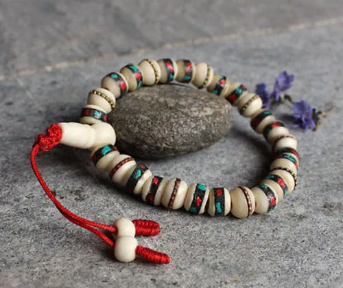 Inlay White Bone Wrist Mala