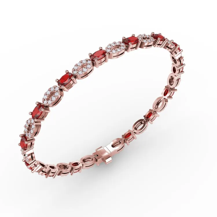 Interchanging Ruby and Diamond Bracelet