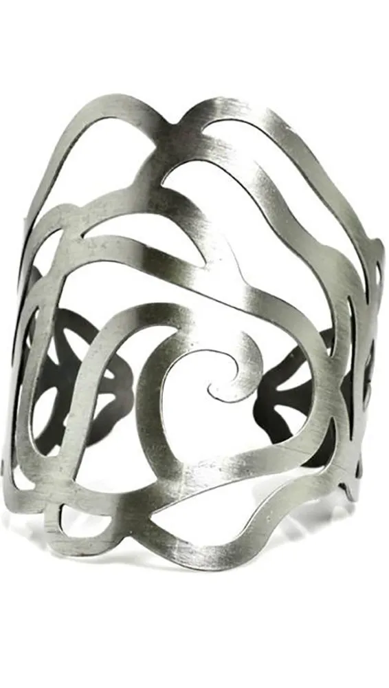 Jessyka Robyn Flower Cuff Bangle Bracelet in Silver