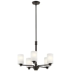 Joelson 24" 5-Light Chandelier 1-Tier with Satin etched cased opal glass, Olde bronze Finish