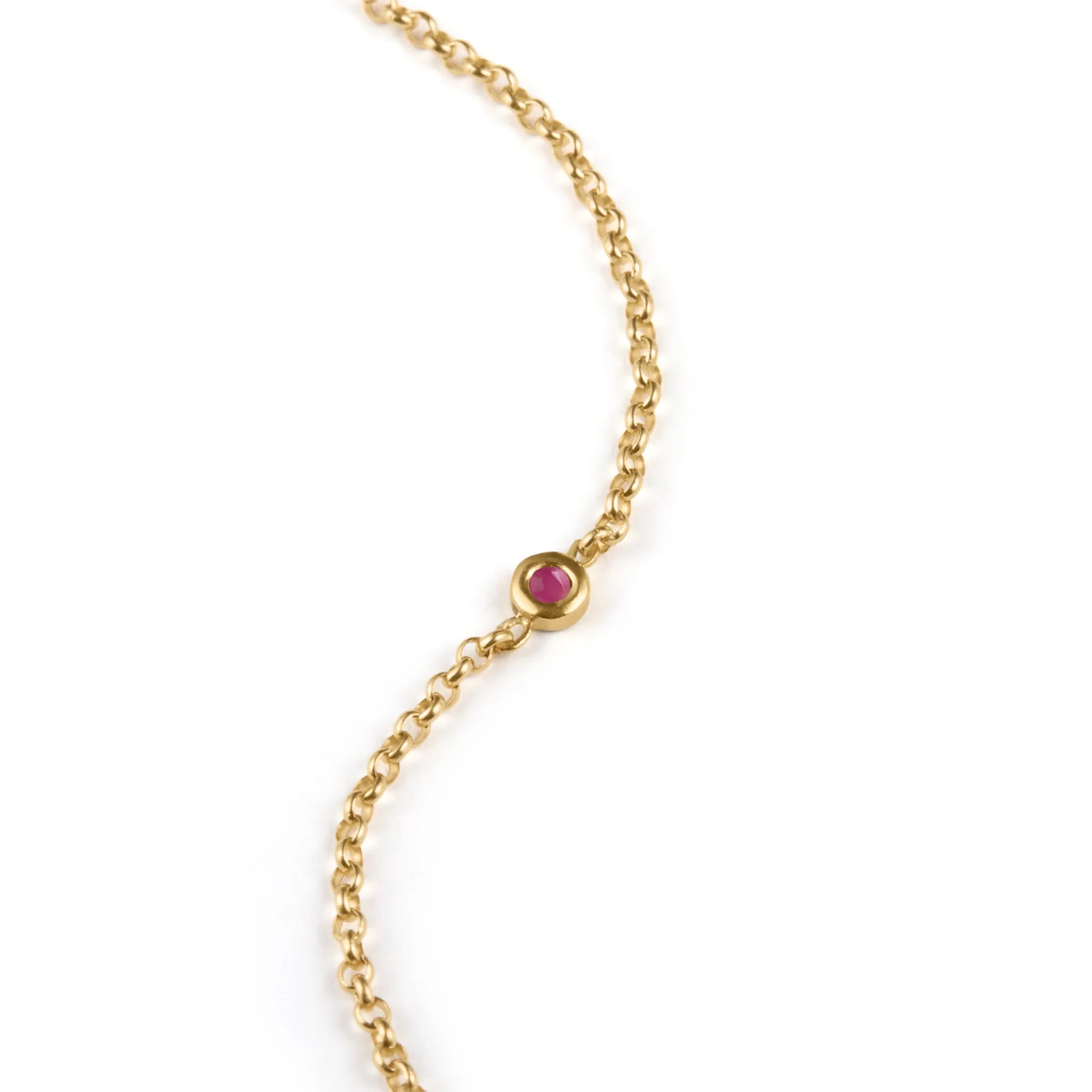 July Ruby Birthstone Chain Link Bracelet