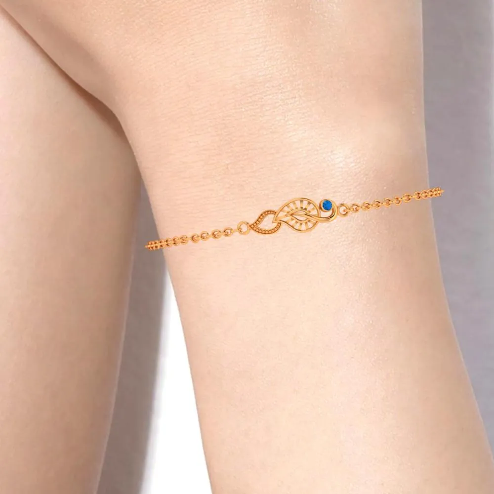 Kalka Style With Blue Stone 18k Gold Bracelet