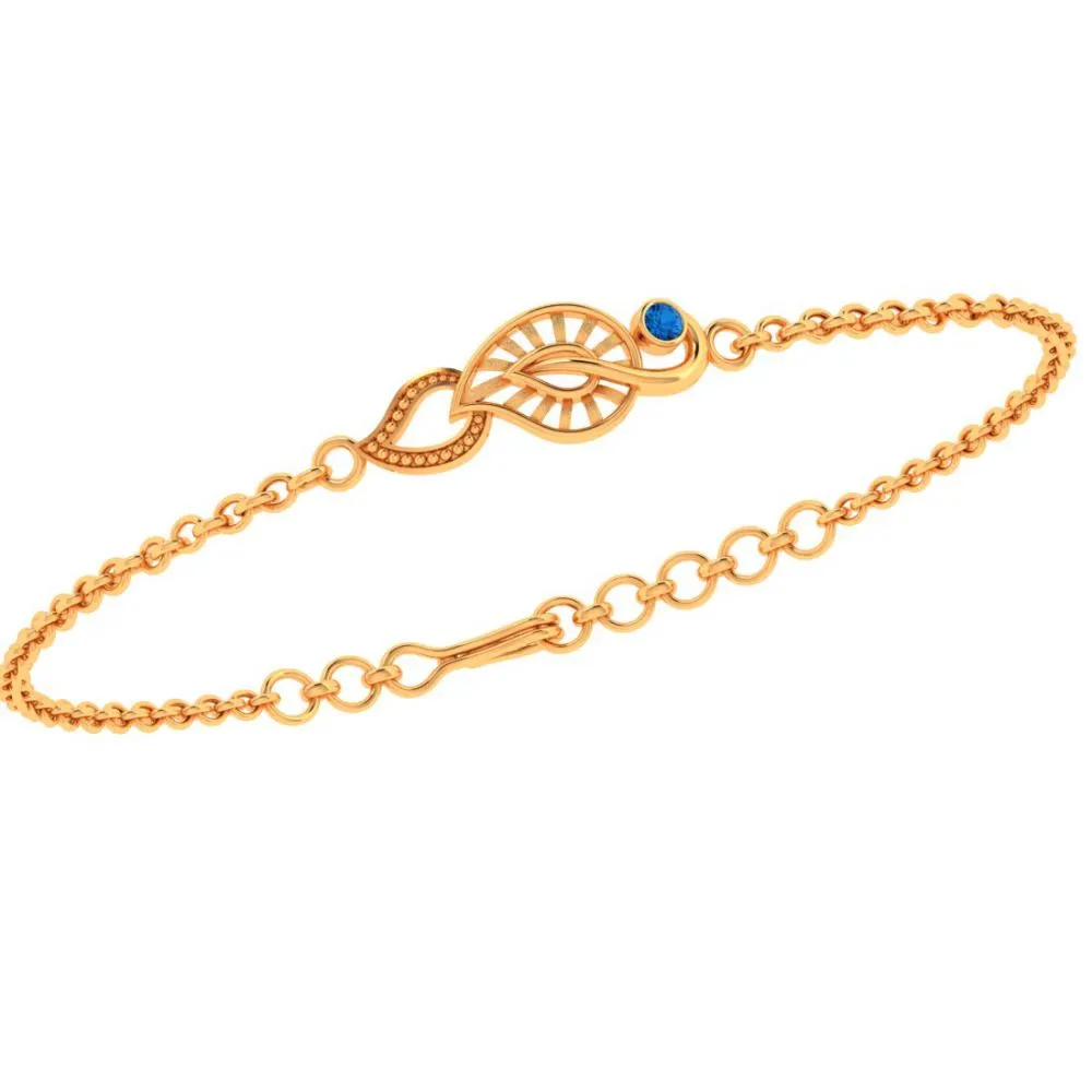 Kalka Style With Blue Stone 18k Gold Bracelet