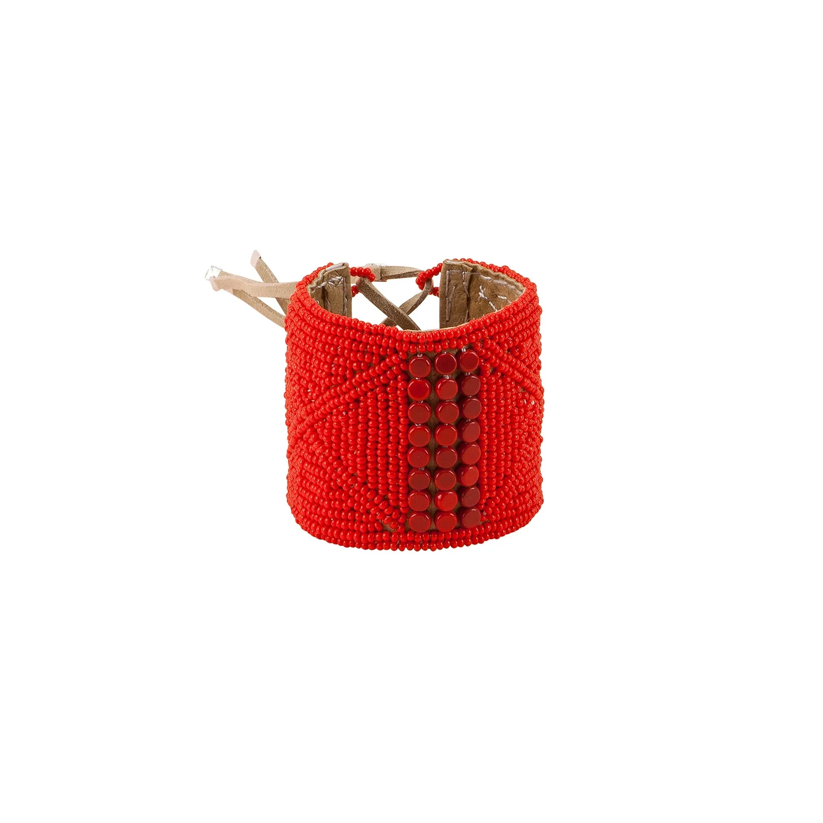 Leather Bracelet Cuff - RED